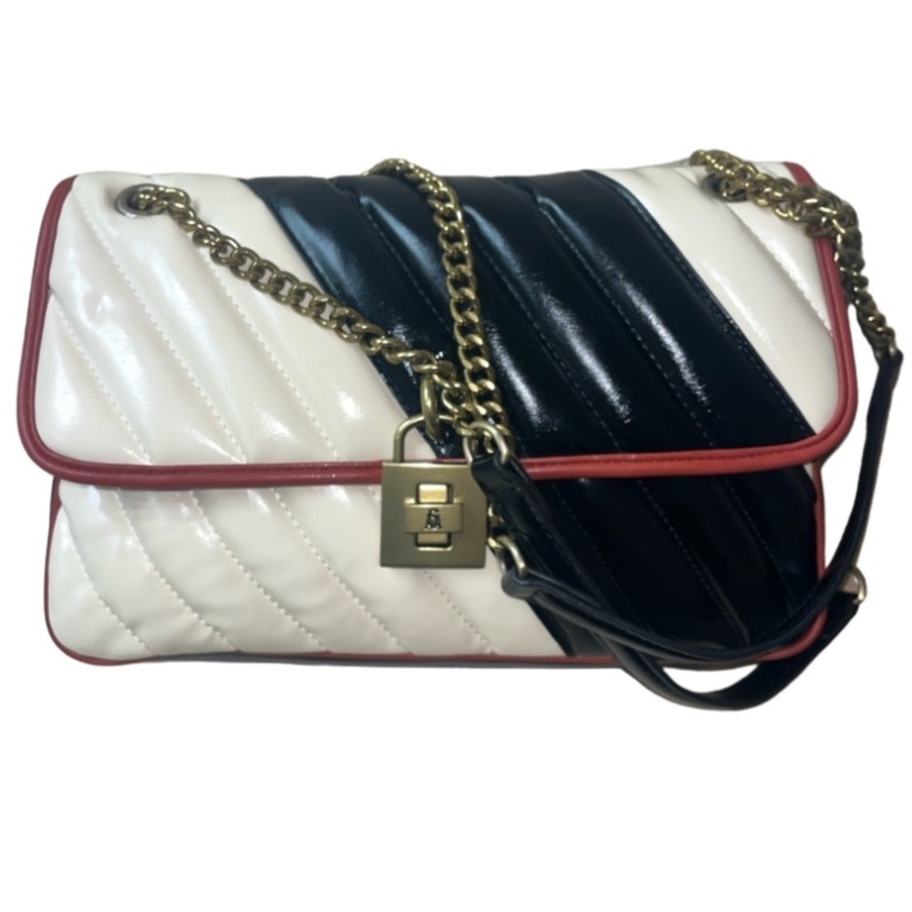 Steve Madden Eloise Women’s Quilted Shoukder Bag, Black/Bone